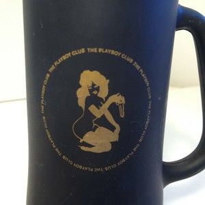 Vintage The Playboy Club Black Frosted Beer Mug Stein Gold Print